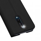 Dux Ducis Skin serijos OnePlus 8 juodas odinis atverčiamas dėklas