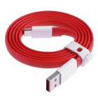 Oficialus „OnePlus“ Flat Fast Charging Type-C USB raudonas laidas 1,5 m (D401, originalus)