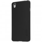 OnePlus X Nillkin Frosted Shield juodas plastikinis dėklas + apsauginė ekrano plėvelė