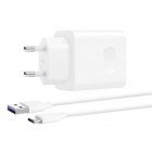 Originalus „Huawei“ SuperCharge Max 40W (HW-100400E00) baltas kelioninis (sieninis) įkroviklis + Type-C USB laidas