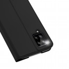 Dux Ducis Skin serijos Samsung Galaxy A12 (A125F) juodas odinis atverčiamas dėkla