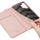 „Dux Ducis“ Skin serijos Samsung Galaxy A13 4G (SM-A135F) rožinis odinis atverčiamas dėklas