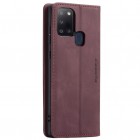 Samsung Galaxy A21s (A217) CaseMe Retro solidus atverčiamas bordo odinis dėklas - knygutė