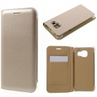 Samsung Galaxy A3 (2016) A310 auksinis odinis atverčiamas Smart Wallet dėklas - piniginė