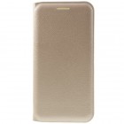 Samsung Galaxy A3 (2016) A310 auksinis odinis atverčiamas Smart Wallet dėklas - piniginė