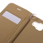 Samsung Galaxy A3 (2016) A310 auksinis odinis atverčiamas Smart Wallet dėklas - piniginė