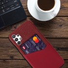 „KSQ“ Shell Samsung Galaxy A32 5G raudonas odinis dėklas - nugarėlė su kišenėle kortelėms