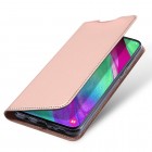 „Dux Ducis“ Skin serijos Samsung Galaxy A40 (A405F) rožinis odinis atverčiamas dėkla