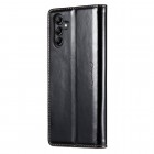 Samsung Galaxy A54 (SM-A546B) „CaseMe“ Leather solidus atverčiamas juodas odinis dėklas - knygutė