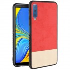 „Bi-Color“ Splicing Samsung Galaxy A7 2018 (A750) raudonas, smėlio spalvos odinis dėklas