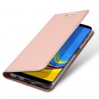 „Dux Ducis“ Skin serijos Samsung Galaxy A7 (2018) rožinis odinis atverčiamas dėkla