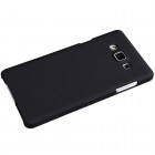 Samsung Galaxy A7 Nillkin Frosted Shield juodas plastikinis dėklas + apsauginė ekrano plėvelė