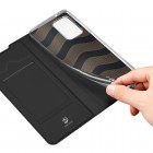 Dux Ducis Skin serijos Samsung Galaxy A72 5G (A726B, A725F) juodas odinis atverčiamas dėkla