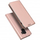 „Dux Ducis“ Skin serijos Samsung Galaxy A8+ 2018 (A830F) rožinis odinis atverčiamas dėkla