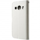Samsung Galaxy Ace 4 (G357) atverčiamas baltas odinis dėklas - piniginė