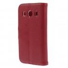 Samsung Galaxy Ace 4 (G357) atverčiamas raudonas odinis Litchi dėklas - piniginė