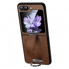 „Sulada“ Leather Kickstand Samsung Galaxy Flip5 5G (SM-F731B) rudas odinis dėklas - nugarėlė