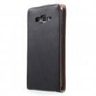  Samsung Galaxy Grand Prime (G530) klasikinis vertikaliai atverčiamas juodas odinis dėklas