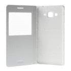 Samsung Galaxy Grand Prime (G530) baltas odinis atverčiamas „Smart Window“ dėklas su langeliu