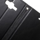 Mercury Blue Moon atverčiamas Samsung Galaxy J3 2016 (J310) juodas odinis dėklas - piniginė
