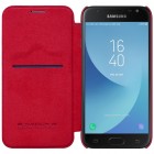 Prabangus „Nillkin“ Qin serijos raudonas odinis atverčiamas Samsung Galaxy J3 2017 (J330) dėklas