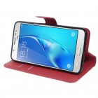 Samsung Galaxy J5 2016 (J510) atverčiamas raudonas odinis dėklas - piniginė