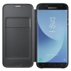 Samsung Galaxy J7 2017 (J730)  originalus Wallet Cover atverčiamas juodas odinis dėklas - piniginė