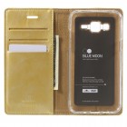 Mercury Blue Moon atverčiamas Samsung Galaxy J5 (J500) auksinis odinis dėklas - piniginė