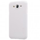 Samsung Galaxy J5 (J500) Nillkin Frosted Shield baltas plastikinis dėklas + apsauginė ekrano plėvelė
