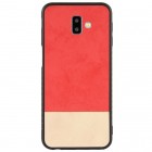 „Bi-Color“ Splicing Samsung Galaxy J6+ 2018 (J610F) raudonas, smėlio spalvos odinis dėklas