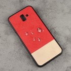 „Bi-Color“ Splicing Samsung Galaxy J6+ 2018 (J610F) raudonas, smėlio spalvos odinis dėklas
