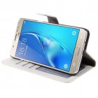 Samsung Galaxy J7 2016 (J710) atverčiamas baltas odinis dėklas - piniginė