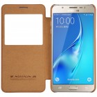 Prabangus „Nillkin“ Qin serijos rudas odinis atverčiamas Samsung Galaxy J7 2016 (J710) dėklas 