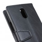 Samsung Galaxy J7 2017 (J730) atverčiamas juodas odinis dėklas - piniginė