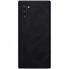 Prabangus „Nillkin“ Qin serijos juodas odinis atverčiamas Samsung Galaxy Note 10 (N970F) dėklas