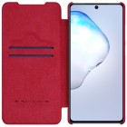 Prabangus „Nillkin“ Qin serijos raudonas odinis atverčiamas Samsung Galaxy Note 20 (N980F) dėklas