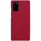 Prabangus „Nillkin“ Qin serijos raudonas odinis atverčiamas Samsung Galaxy Note 20 (N980F) dėklas