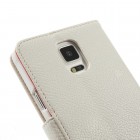 Samsung Galaxy Note 4 (N910) atverčiamas baltas odinis Litchi dėklas - piniginė