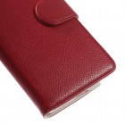Samsung Galaxy Note 4 (N910) atverčiamas raudonas odinis Litchi dėklas - piniginė