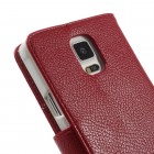 Samsung Galaxy Note 4 (N910) atverčiamas raudonas odinis Litchi dėklas - piniginė