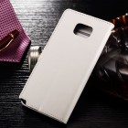 Samsung Galaxy Note 7 (N930) atverčiamas baltas odinis dėklas - piniginė