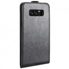 Samsung Galaxy Note 8 (N950F) klasikinis vertikaliai atverčiamas juodas odinis dėklas