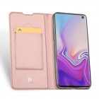 „Dux Ducis“ Skin serijos Samsung Galaxy S10 (G973) rožinis odinis atverčiamas dėkla