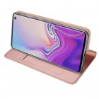 „Dux Ducis“ Skin serijos Samsung Galaxy S10 (G973) rožinis odinis atverčiamas dėkla