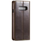 Samsung Galaxy S10+ (G975) „CaseMe“ solidus atverčiamas rudas odinis dėklas - knygutė