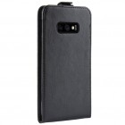 Samsung Galaxy S10e (G970) klasikinis vertikaliai atverčiamas juodas odinis dėklas