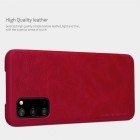 Samsung Galaxy S20 (G980) prabangus Nillkin Qin serijos raudonas odinis atverčiamas dėklas - knygutė