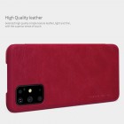 Samsung Galaxy S20+ Plus (G985) prabangus Nillkin Qin serijos raudonas odinis atverčiamas dėklas - knygutė