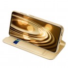 Dux Ducis Skin serijos Samsung Galaxy S21 (G991B) auksinis odinis atverčiamas dėkla