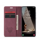 Samsung Galaxy S21 FE (Fan Edition) 5G CaseMe Retro solidus atverčiamas bordo odinis dėklas - knygutė